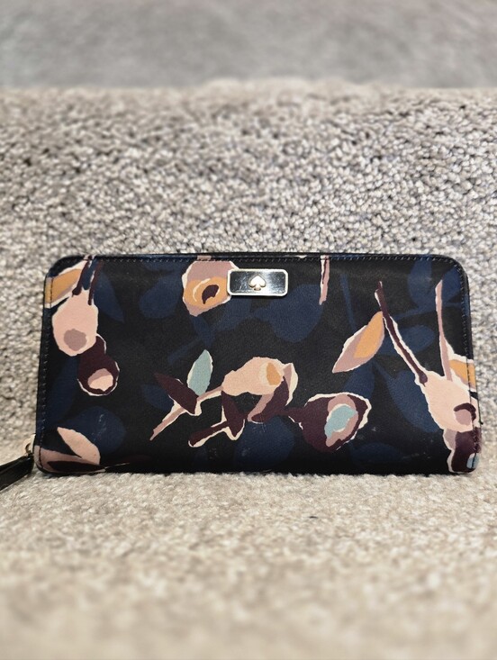 kate spade Handbags - Kate Spade Floral Zip-Around Wallet in Navy and Blush